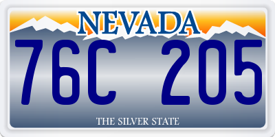 NV license plate 76C205