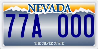 NV license plate 77A000