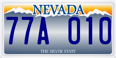NV license plate 77A010