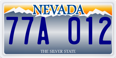 NV license plate 77A012