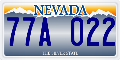 NV license plate 77A022