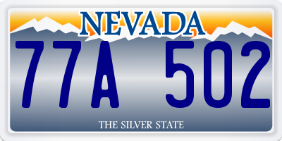 NV license plate 77A502