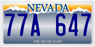 NV license plate 77A647