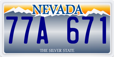 NV license plate 77A671