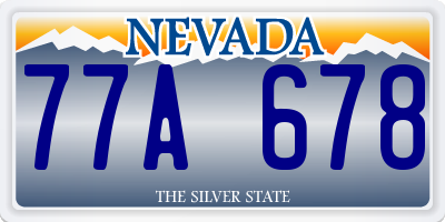 NV license plate 77A678