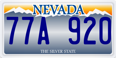 NV license plate 77A920