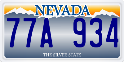 NV license plate 77A934
