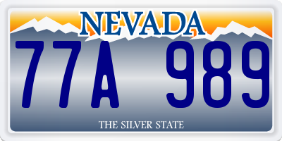NV license plate 77A989