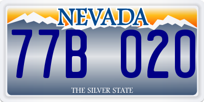 NV license plate 77B020