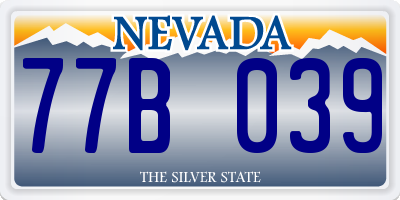 NV license plate 77B039