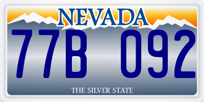 NV license plate 77B092