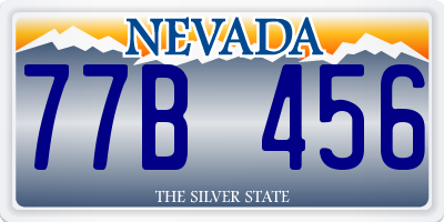 NV license plate 77B456