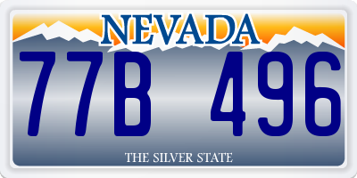 NV license plate 77B496