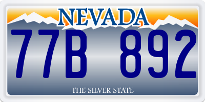 NV license plate 77B892