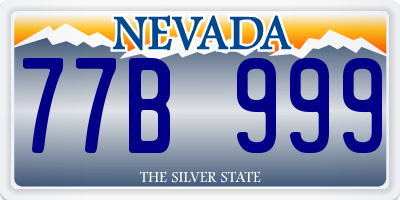NV license plate 77B999