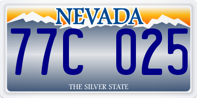 NV license plate 77C025