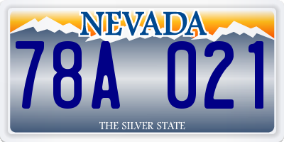 NV license plate 78A021