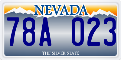 NV license plate 78A023