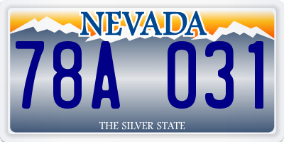 NV license plate 78A031