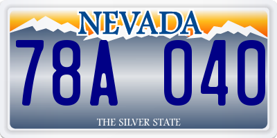 NV license plate 78A040
