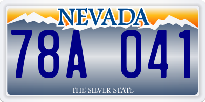 NV license plate 78A041