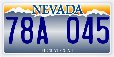 NV license plate 78A045