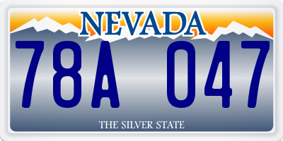 NV license plate 78A047