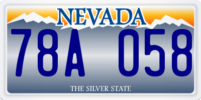 NV license plate 78A058