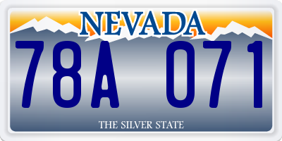 NV license plate 78A071