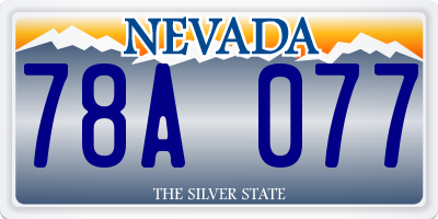 NV license plate 78A077
