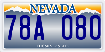 NV license plate 78A080
