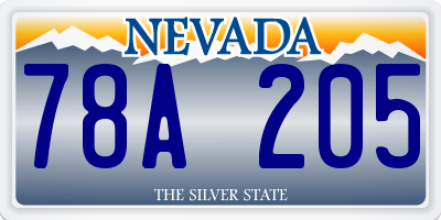 NV license plate 78A205