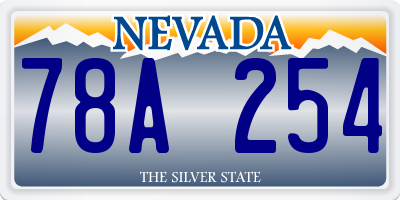 NV license plate 78A254