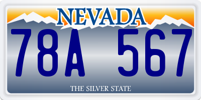 NV license plate 78A567