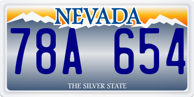 NV license plate 78A654