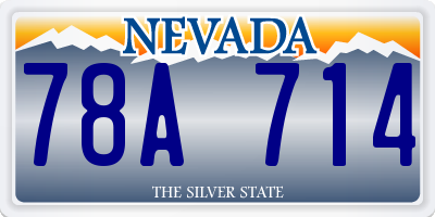 NV license plate 78A714
