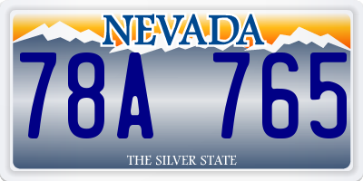 NV license plate 78A765