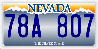 NV license plate 78A807