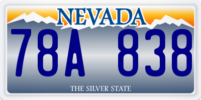 NV license plate 78A838