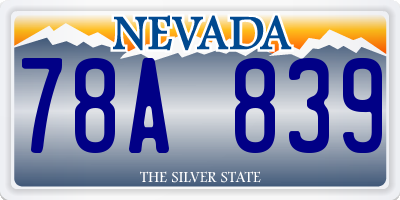 NV license plate 78A839