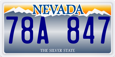 NV license plate 78A847