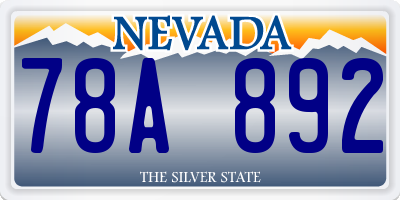 NV license plate 78A892