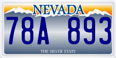 NV license plate 78A893