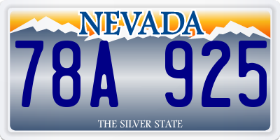 NV license plate 78A925