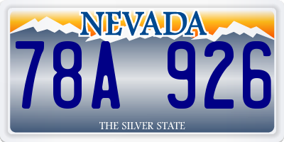 NV license plate 78A926