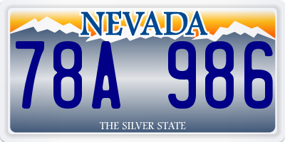 NV license plate 78A986