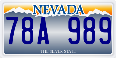 NV license plate 78A989