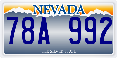 NV license plate 78A992