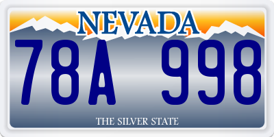 NV license plate 78A998