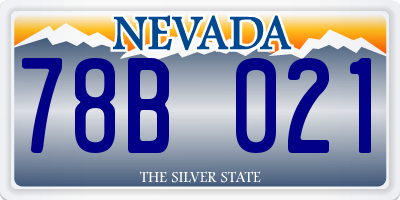 NV license plate 78B021